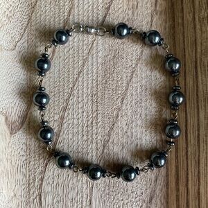 Sleek Hematite Beaded Large men’s Bracelet